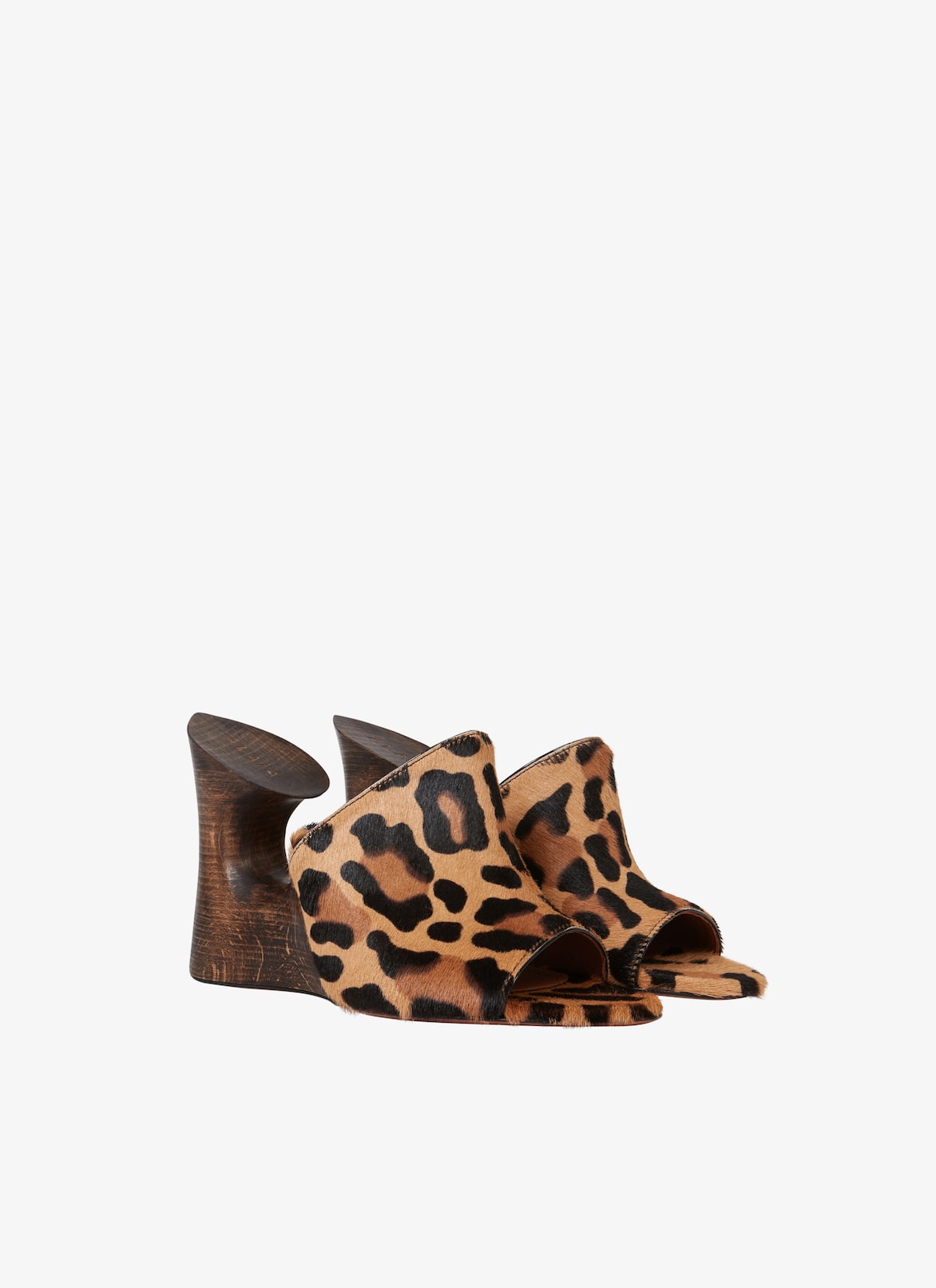 LA SCULPTURE MULES IN CALFSKIN & WOOD ALAÏA BROWN LA SCULPTURE MULES IN CALFSKIN & WOOD